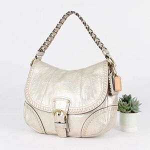 Coach Metallic Whipstitch Leather Bag in Champagne Gold